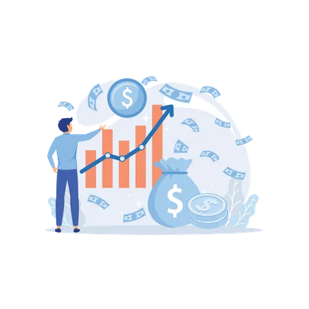 Homme d'affaires faisant une analyse financière  Illustration