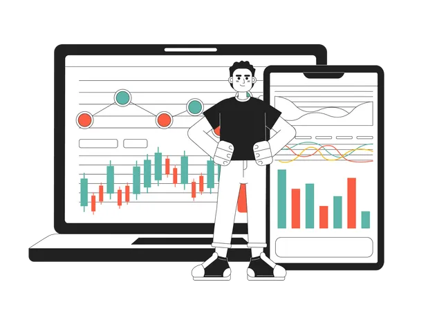 Homme d'affaires faisant une analyse financière  Illustration