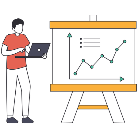 Homme d'affaires faisant des études de marché  Illustration