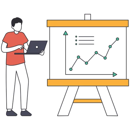 Homme d'affaires faisant des études de marché  Illustration