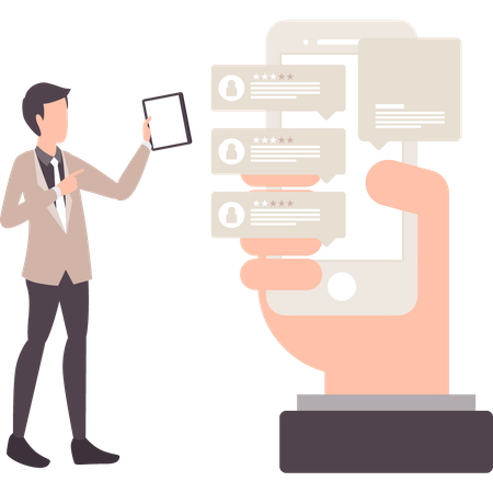 Homme d'affaires faisant une évaluation de révision  Illustration