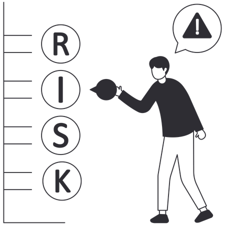 Homme d'affaires effectuant une évaluation des risques  Illustration