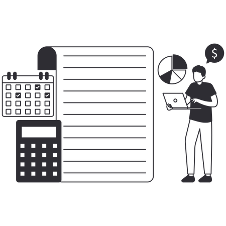 Homme d'affaires faisant la planification financière  Illustration