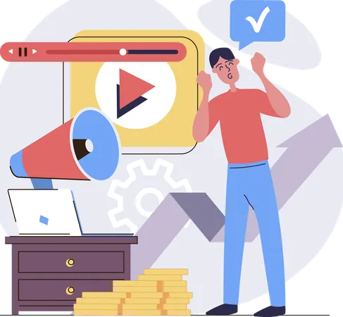 Homme d'affaires faisant du marketing vidéo  Illustration