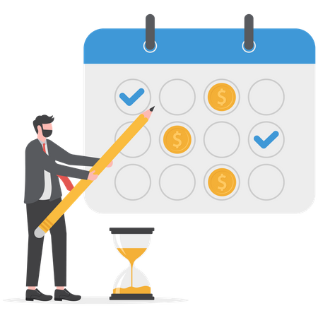 L'homme d'affaires établit un calendrier de délais  Illustration
