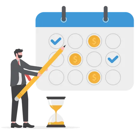 L'homme d'affaires établit un calendrier de délais  Illustration