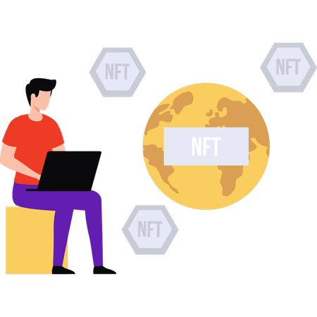 L'homme d'affaires effectue une transaction cryptographique  Illustration