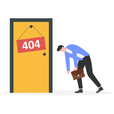 Un homme d'affaires fatigué à cause d'une erreur 404  Illustration