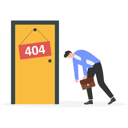 Un homme d'affaires fatigué à cause d'une erreur 404  Illustration