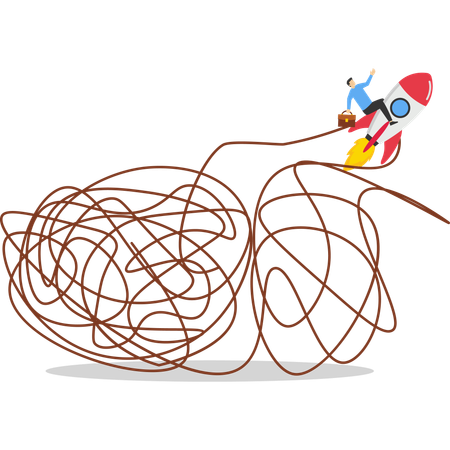 Un homme d'affaires fuyant le chaos  Illustration