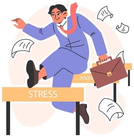 Homme d'affaires gérant le stress et l'anxiété à l'aide de stratégies d'adaptation  Illustration