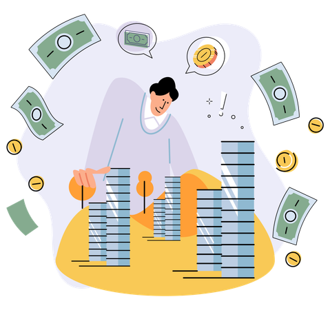 Homme d'affaires gérant ses finances  Illustration