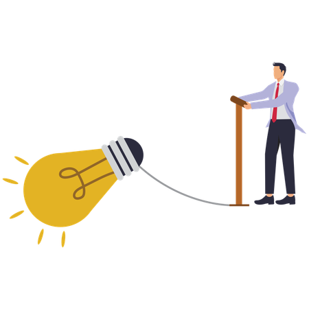 Homme d'affaires pompant une ampoule  Illustration