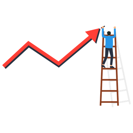 Homme d'affaires grimpant sur une échelle pour la croissance  Illustration
