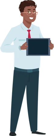 Homme affaires, tenue, tableau blanc  Illustration