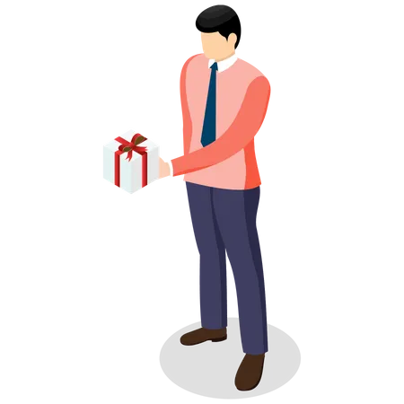 Homme affaires, tenue, cadeau  Illustration