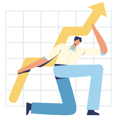 Homme d'affaires détenant un graphique de croissance  Illustration