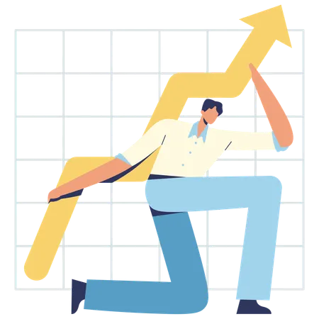 Homme d'affaires détenant un graphique de croissance  Illustration