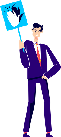 Homme affaires, tenue, haut, cinq, signe  Illustration