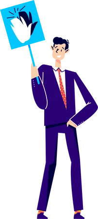 Homme affaires, tenue, haut, cinq, signe  Illustration