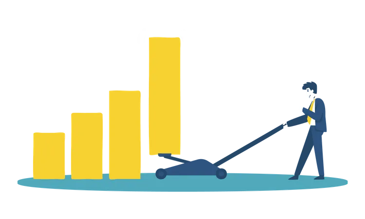 Homme d'affaires investissant dans des actions avec profit  Illustration