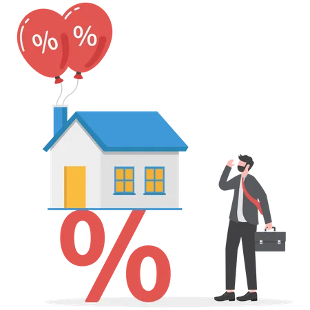 Investisseur d'affaires avec télescope pour opportunité d'investissement immobilier et logement  Illustration