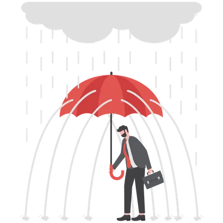Homme d'affaires malchanceux sous la pluie  Illustration