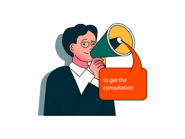 Marketing d'homme d'affaires pour obtenir une consultation  Illustration