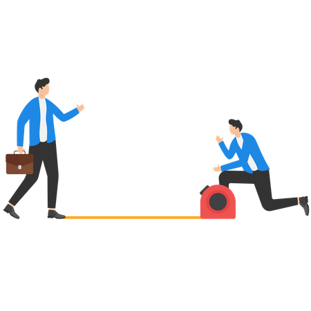 Homme d'affaires mesurant la distance jusqu'à la position du concurrent  Illustration