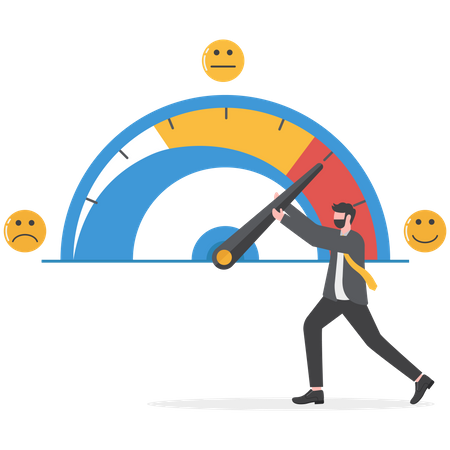 L'homme d'affaires mesure la performance des employés  Illustration