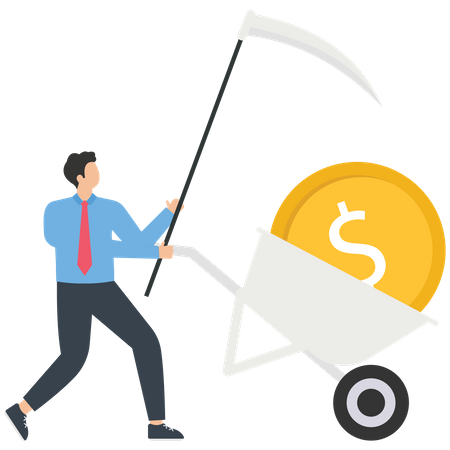 Homme d'affaires extrayant un bitcoin  Illustration