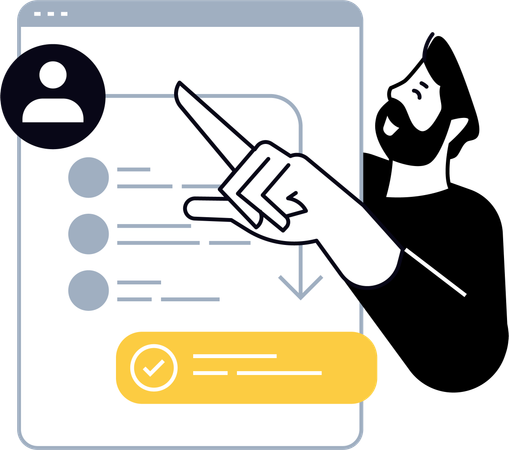 Homme d'affaires montrant un compte en ligne  Illustration