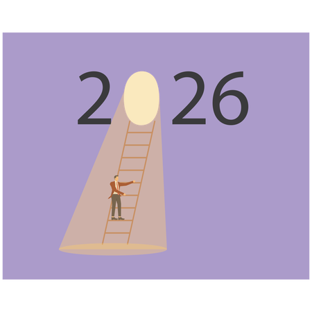 Un homme d'affaires obtient de nouvelles opportunités de réussite en 2026  Illustration