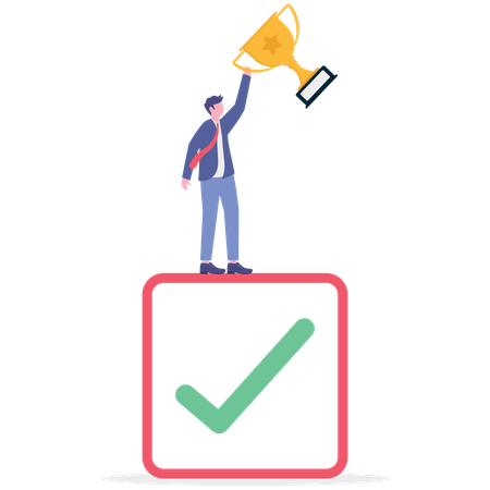 Homme d'affaires obtenant le trophée d'affaires  Illustration