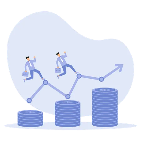 Homme d'affaires obtenant une croissance des investissements  Illustration