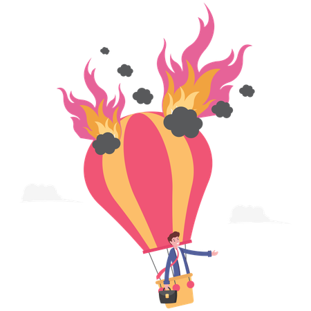 Parachute d'homme d'affaires en feu  Illustration