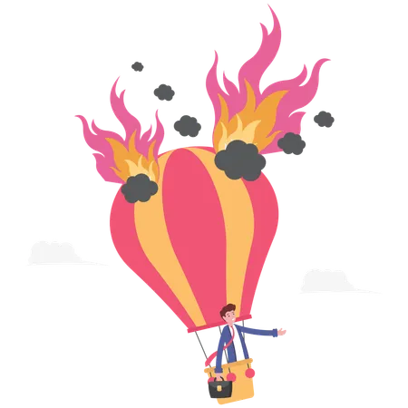 Parachute d'homme d'affaires en feu  Illustration