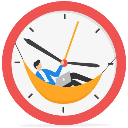 Homme d'affaires paresseux dormant sur l'horloge  Illustration