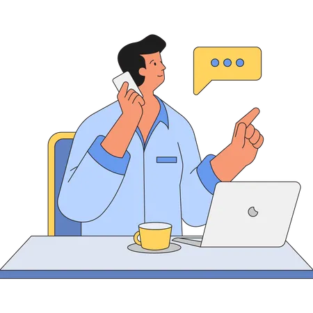 Homme d'affaires parlant au téléphone  Illustration