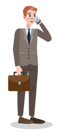 Homme d'affaires parlant au téléphone  Illustration