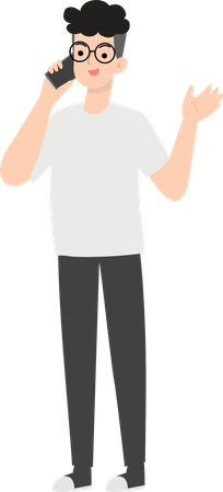 Homme d'affaires parlant au téléphone  Illustration