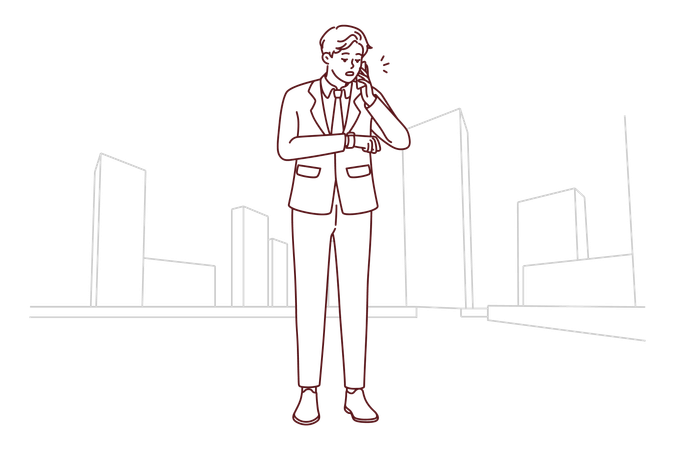 Homme d'affaires parlant au téléphone  Illustration