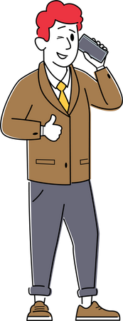 Homme d'affaires parlant par smartphone  Illustration