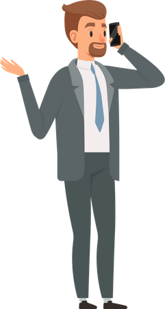 Homme d'affaires parlant sur mobile  Illustration
