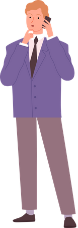Homme d'affaires parlant sur mobile  Illustration