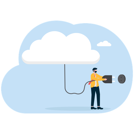 Un homme d'affaires utilise la technologie cloud  Illustration