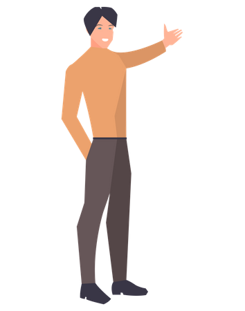 Homme d'affaires pointant avec la main et montrant quelque chose  Illustration