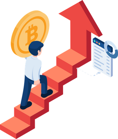 Homme d'affaires transportant du bitcoin  Illustration