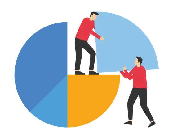 Homme d'affaires poussant l'allocation vers la meilleure position de performance  Illustration