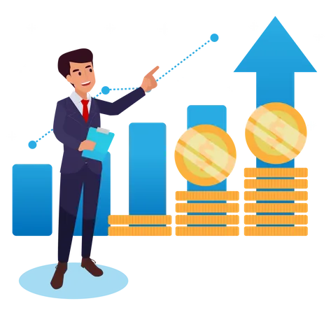 Homme d'affaires prédisant la croissance future  Illustration